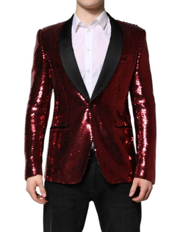 Dolce & Gabbana Red SICILIA Sequin Embellish Blazer Jacket - Image 2
