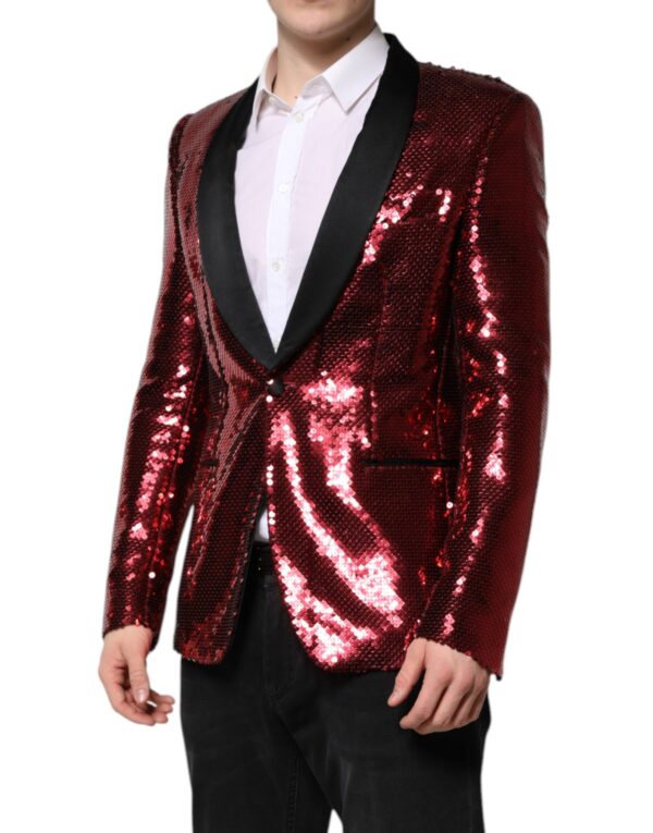 Dolce & Gabbana Red SICILIA Sequin Embellish Blazer Jacket - Image 3