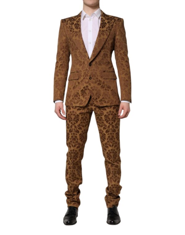 Dolce & Gabbana Brown Floral Jacquard SICILIA 2 Piece Suit - Image 2