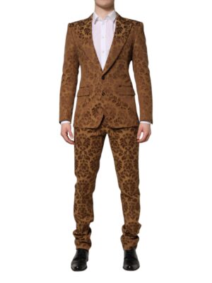Dolce & Gabbana Brown Floral Jacquard SICILIA 2 Piece Suit