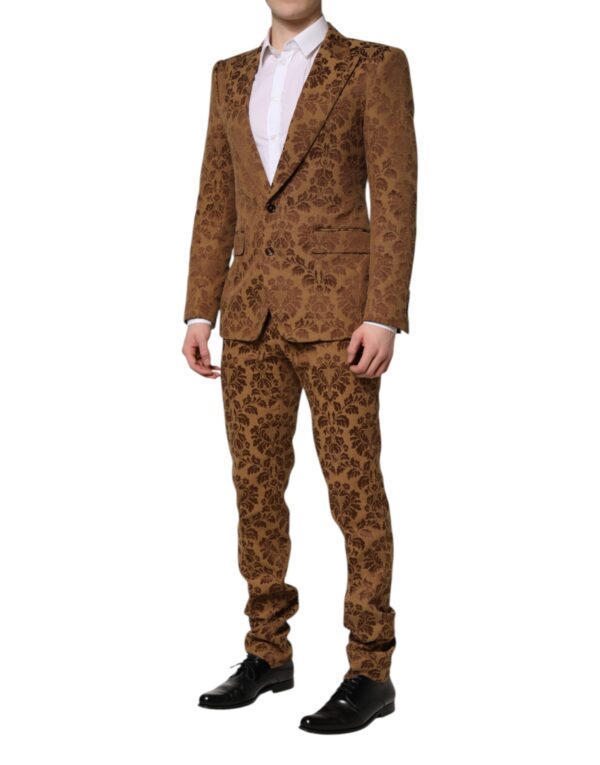 Dolce & Gabbana Brown Floral Jacquard SICILIA 2 Piece Suit - Image 3