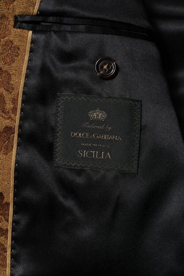 Dolce & Gabbana Brown Floral Jacquard SICILIA 2 Piece Suit - Image 6
