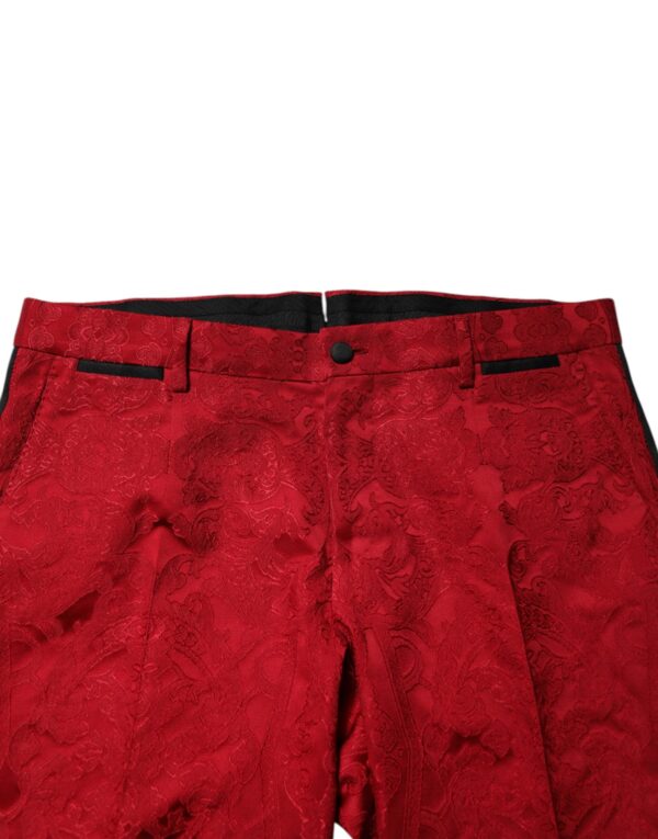 Dolce & Gabbana Red Floral Jacquard Double Breasted 2 Pc Suit - Image 7