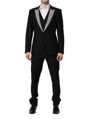 Dolce & Gabbana Black MARTINI Crystal Embellished 3 Pc Suit