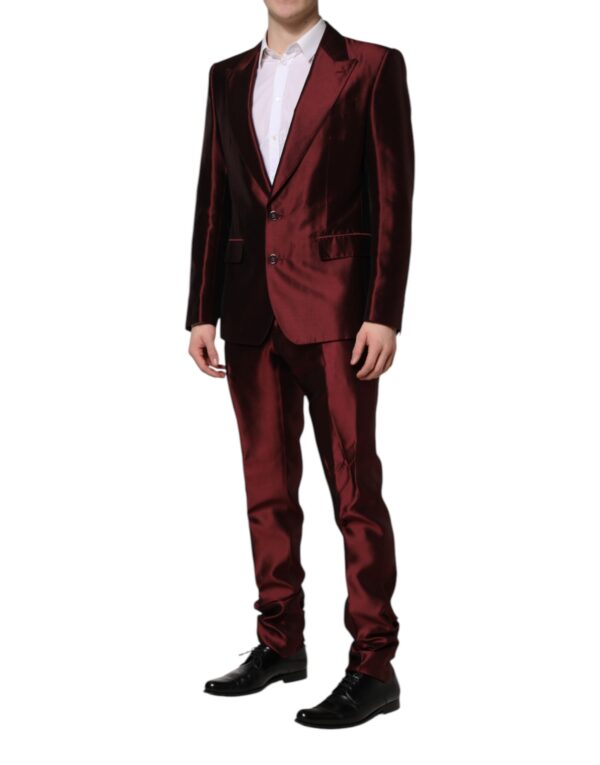 Dolce & Gabbana Bordeaux Silk 2 Piece Single Breasted Suit - Image 3