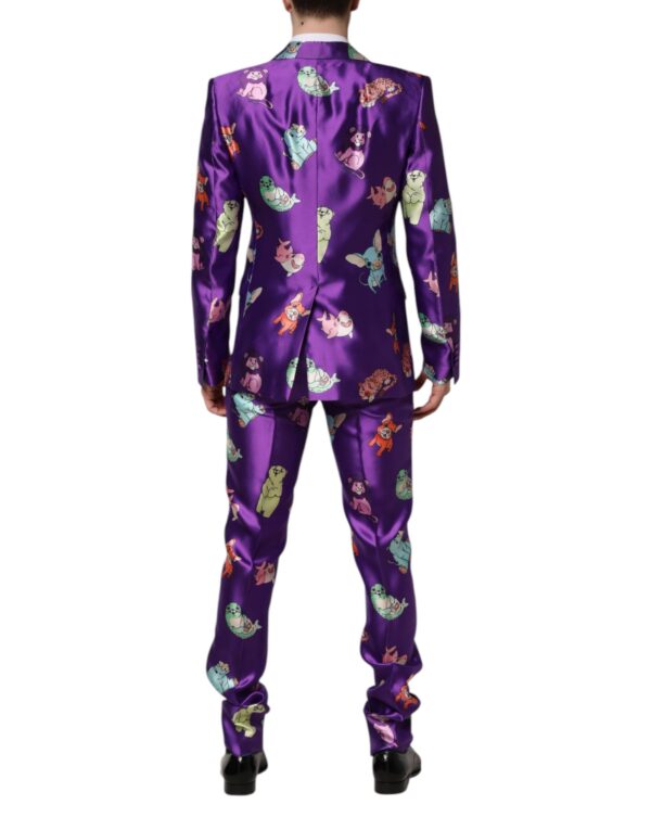 Dolce & Gabbana Purple Silk Animal Print 3 Piece Suit - Image 4