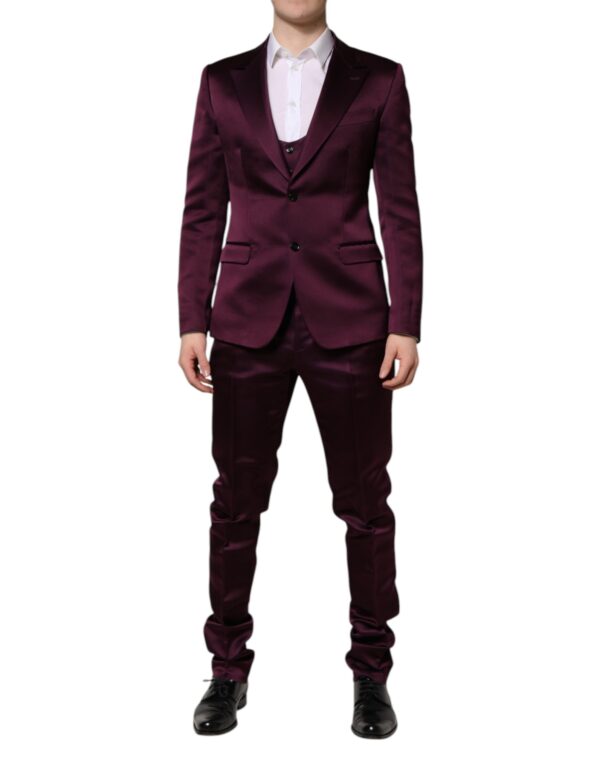 Dolce & Gabbana Dark Purple Silk 3Piece Single Breasted Suit - Image 2