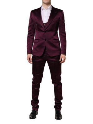 Dolce & Gabbana Dark Purple Silk 3Piece Single Breasted Suit