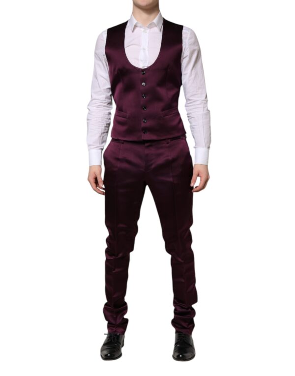 Dolce & Gabbana Dark Purple Silk 3Piece Single Breasted Suit - Image 5
