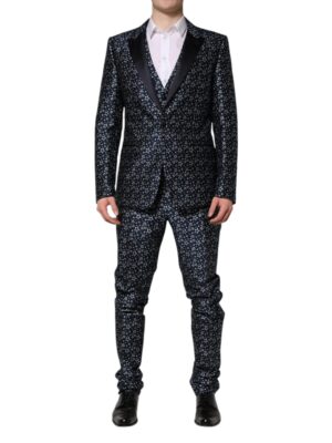 Dolce & Gabbana Blue MARTINI Star Jacquard 3 Piece Suit