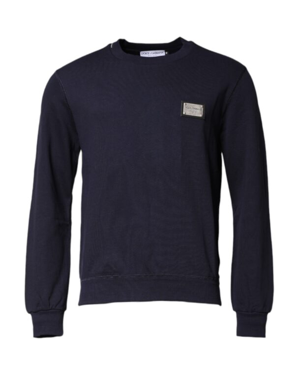 Dolce & Gabbana Dark Blue Logo Crew Neck Pullover Sweater - Image 2