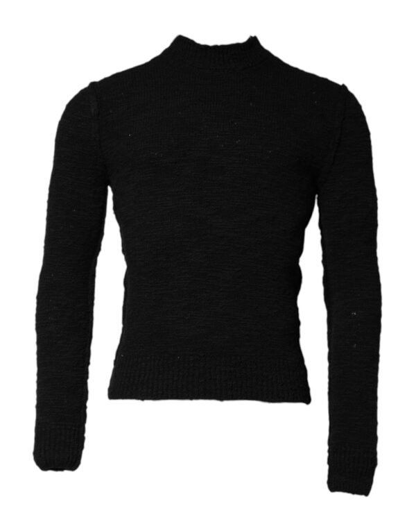 Dolce & Gabbana Black Wool Knit Crew Neck Pullover Sweater - Image 2