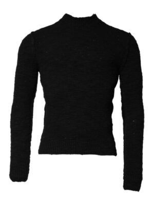 Dolce & Gabbana Black Wool Knit Crew Neck Pullover Sweater