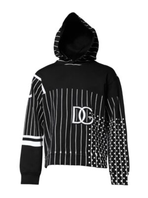 Dolce & Gabbana Black White Stripe Hooded Sweatshirt Sweater