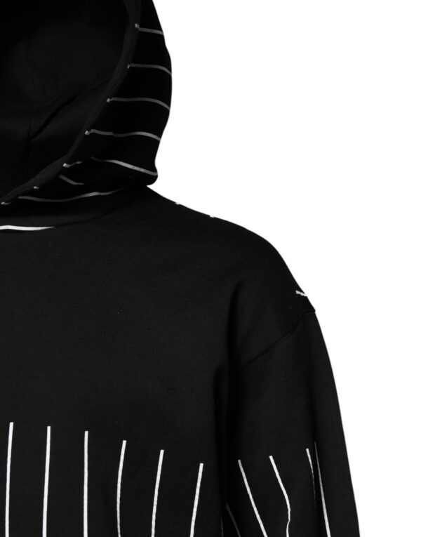Dolce & Gabbana Black White Stripe Hooded Sweatshirt Sweater - Image 3