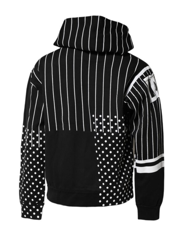 Dolce & Gabbana Black White Stripe Hooded Sweatshirt Sweater - Image 4
