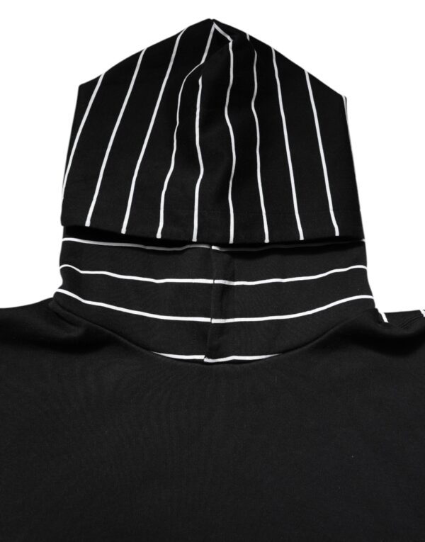 Dolce & Gabbana Black White Stripe Hooded Sweatshirt Sweater - Image 5