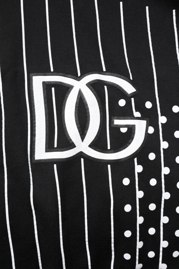 Dolce & Gabbana Black White Stripe Hooded Sweatshirt Sweater - Image 6