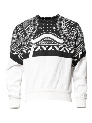 Dolce & Gabbana Black White Bandana Cotton Men Sweatshirt Sweater
