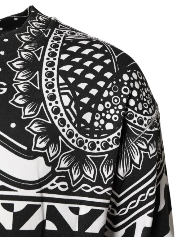 Dolce & Gabbana Black White Bandana Cotton Men Sweatshirt Sweater - Image 3