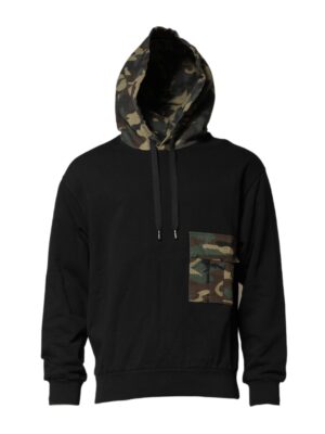 Dolce & Gabbana Black Camouflage Hooded Sweatshirt Sweater
