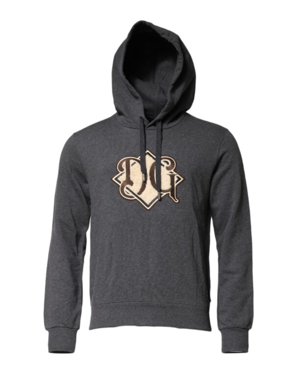Dolce & Gabbana Gray Logo Patch Hooded Sweatshirt Sweater - Image 2