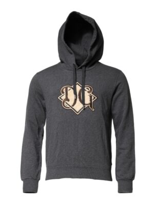 Dolce & Gabbana Gray Logo Patch Hooded Sweatshirt Sweater