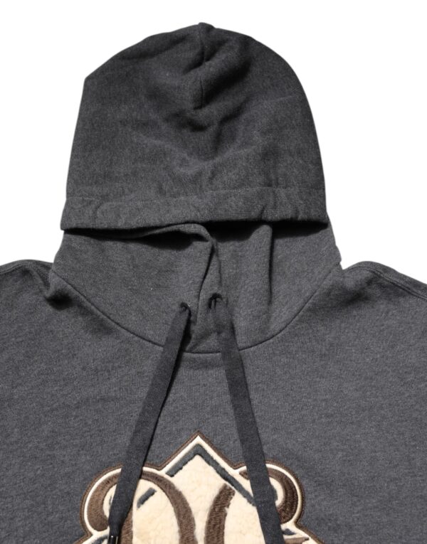 Dolce & Gabbana Gray Logo Patch Hooded Sweatshirt Sweater - Image 5