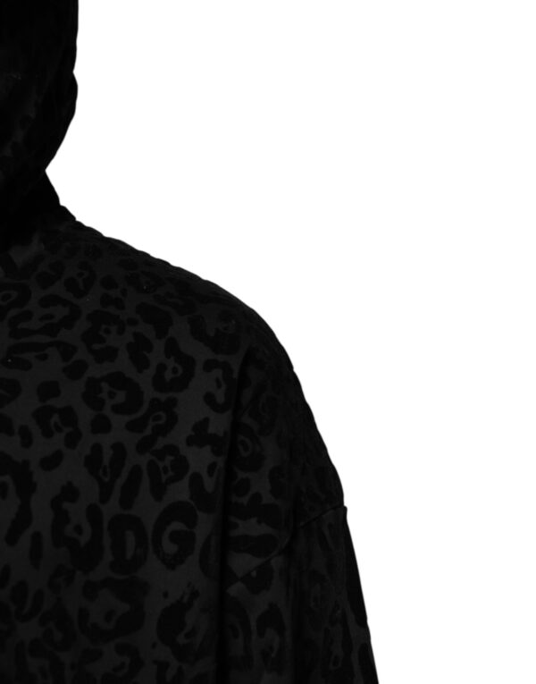 Dolce & Gabbana Black Leopard Full Zip Hooded Sweatshirt Sweater - Image 3