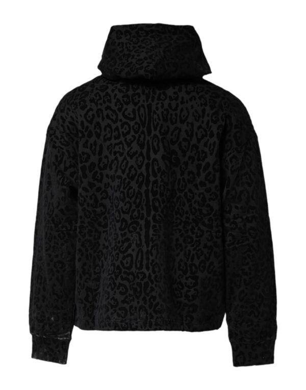 Dolce & Gabbana Black Leopard Full Zip Hooded Sweatshirt Sweater - Image 4