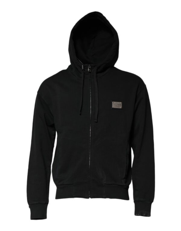Dolce & Gabbana Black Logo Full Zip Hooded Men Sweatshirt Sweater - Image 2
