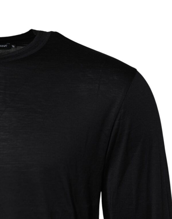 Dolce & Gabbana Dark Blue Silk Crew Neck Men Pullover Sweater - Image 3