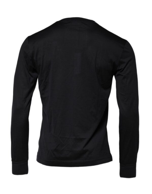 Dolce & Gabbana Dark Blue Silk Crew Neck Men Pullover Sweater - Image 4