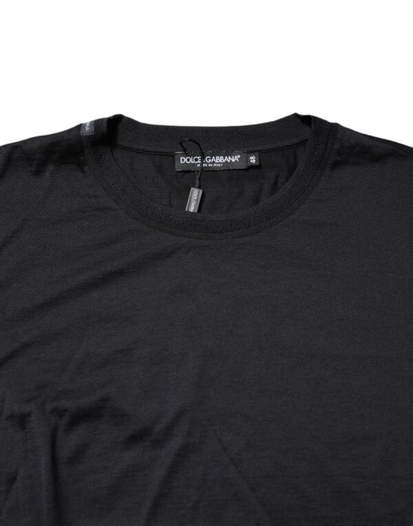 Dolce & Gabbana Dark Blue Silk Crew Neck Men Pullover Sweater - Image 5