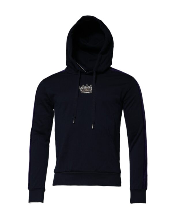 Dolce & Gabbana Black Crown Cotton Hooded Sweatshirt Sweater - Image 2