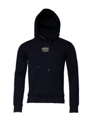 Dolce & Gabbana Black Crown Cotton Hooded Sweatshirt Sweater