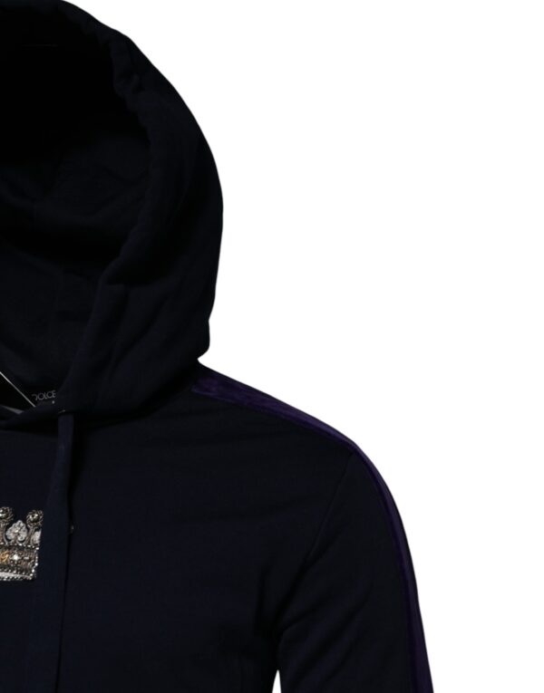 Dolce & Gabbana Black Crown Cotton Hooded Sweatshirt Sweater - Image 3