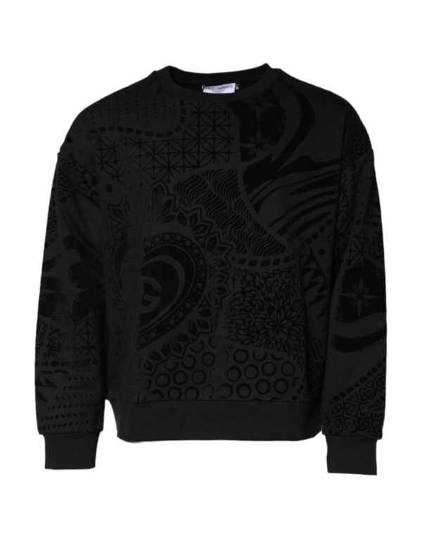 Dolce & Gabbana Black Printed Crew Neck Sweatshirt Sweater - Image 2