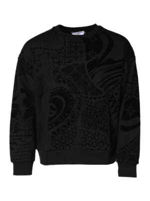 Dolce & Gabbana Black Printed Crew Neck Sweatshirt Sweater