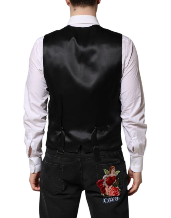 Dolce & Gabbana Black Lurex Dress Formal Men Waistcoat Vest - Image 4