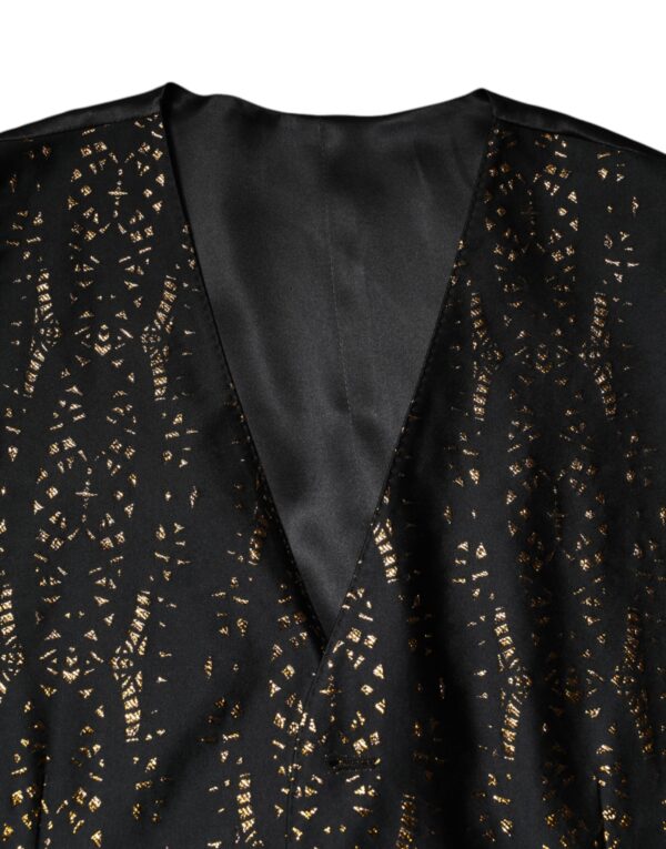 Dolce & Gabbana Black Lurex Dress Formal Men Waistcoat Vest - Image 5