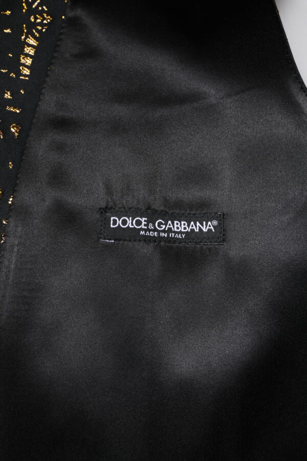Dolce & Gabbana Black Lurex Dress Formal Men Waistcoat Vest - Image 6