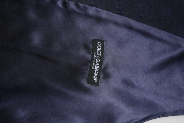 Dolce & Gabbana Dark Blue Logo Wool Formal Men Waistcoat Vest - Image 6