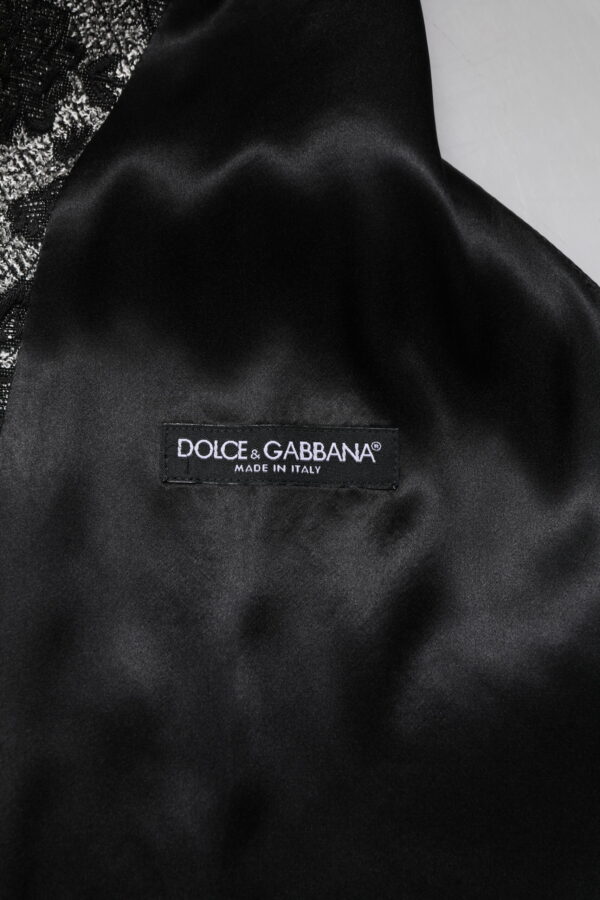 Dolce & Gabbana Black Gray Brocade Formal Men Waistcoat Vest - Image 6