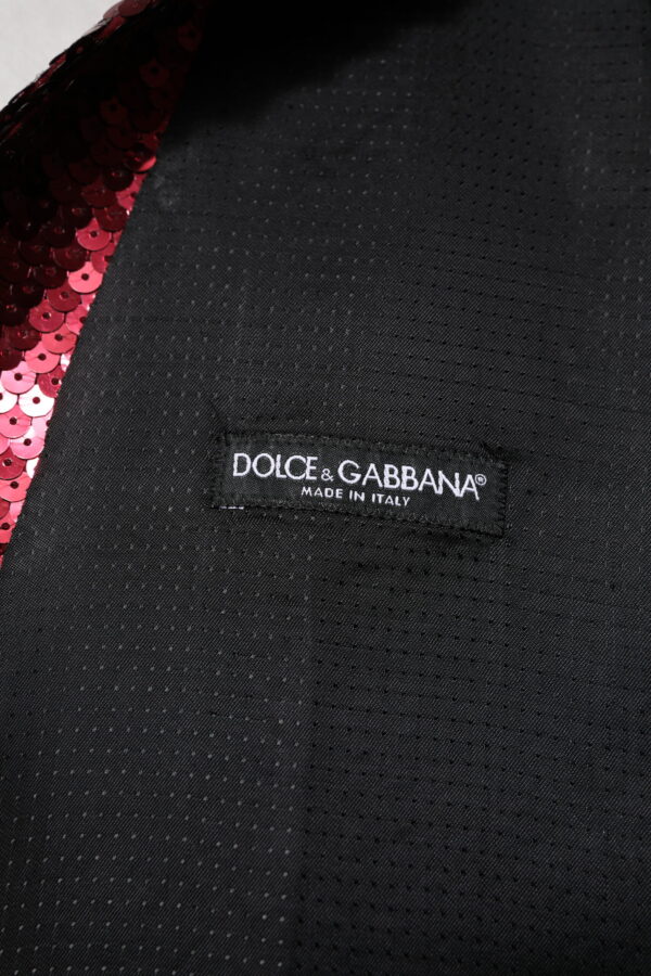 Dolce & Gabbana Red Sequined Dress Formal Men Waistcoat Vest - Image 6