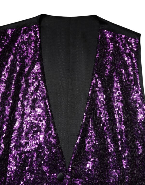 Dolce & Gabbana Purple Sequined Dress Formal Waistcoat Vest - Image 5