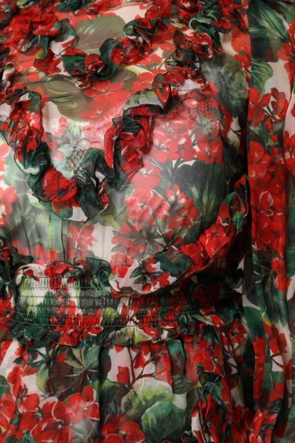Dolce & Gabbana Multicolor Ruffle Floral Long Sleeves Dress - Image 6