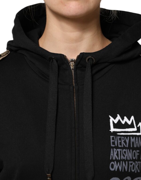 Dolce & Gabbana Black Logo Hooded Full Zip Sweatshirt Jacket - Image 5