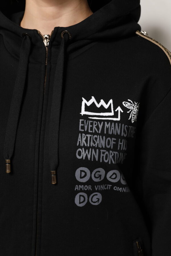Dolce & Gabbana Black Logo Hooded Full Zip Sweatshirt Jacket - Image 6