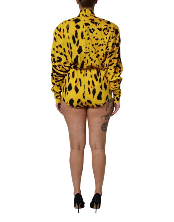 Dolce & Gabbana Yellow Leopard Long Sleeves Jumpsuit Dress - Image 4